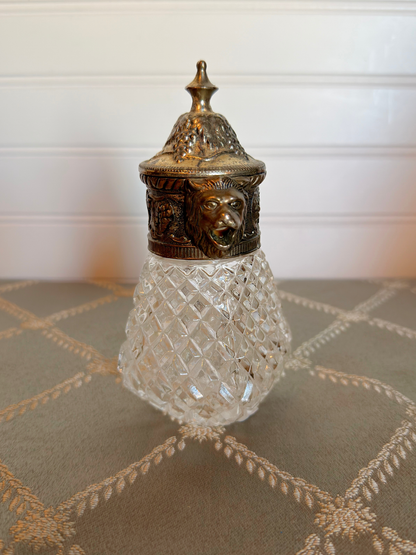 Silver Plated & Crystal Lion Syrup Pitcher