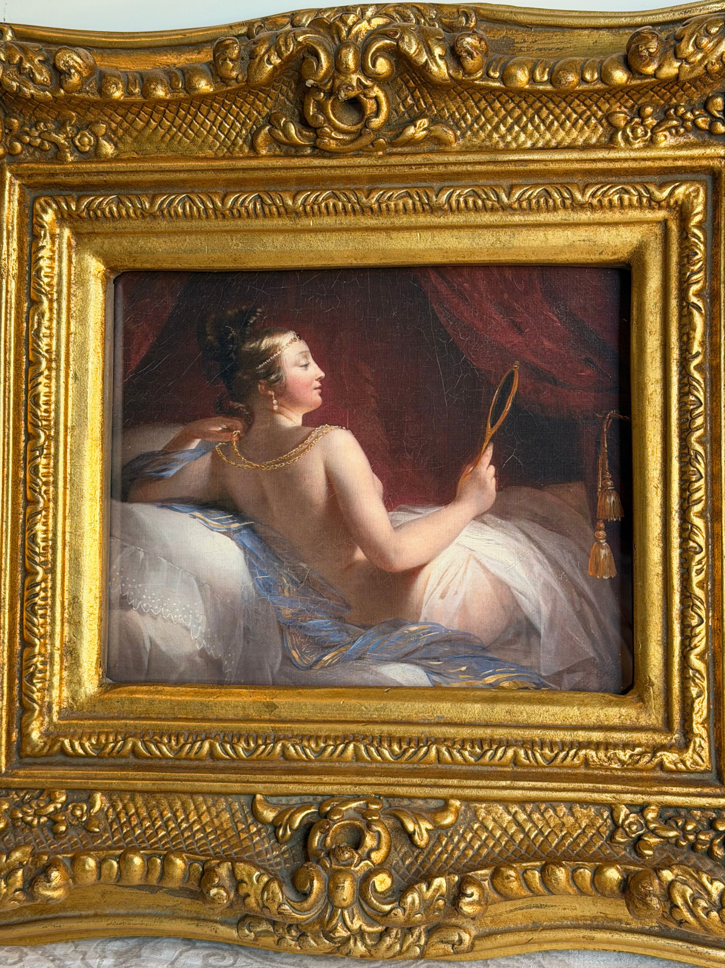 Framed Reclining Woman with Jewelry Print