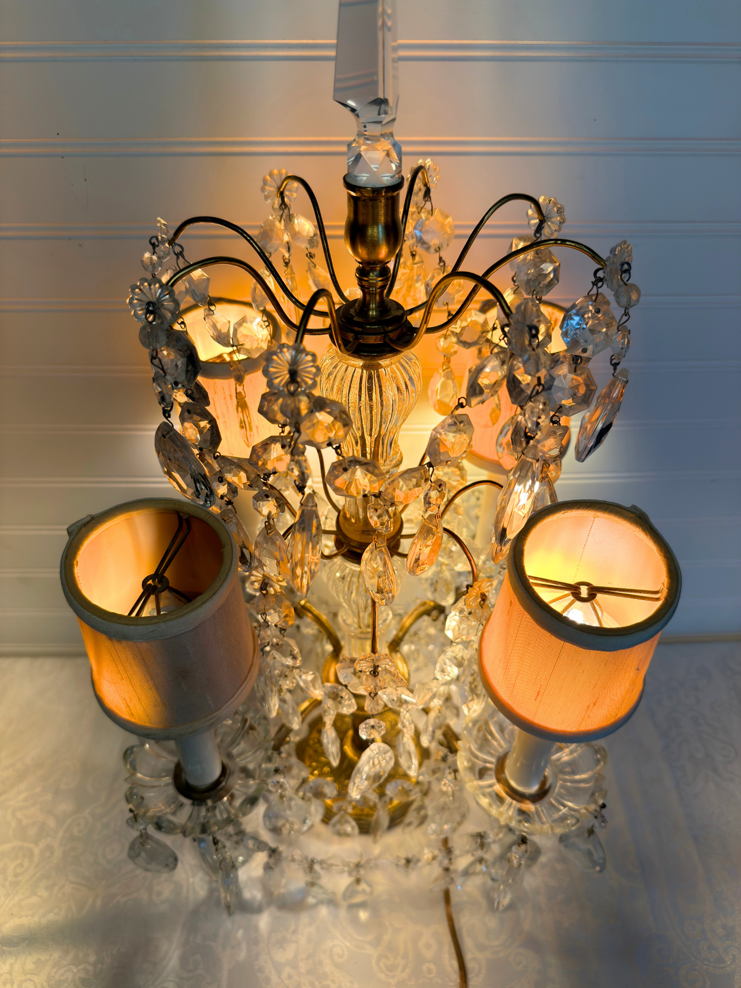 Brass & Crystal Tabletop Chandelier
