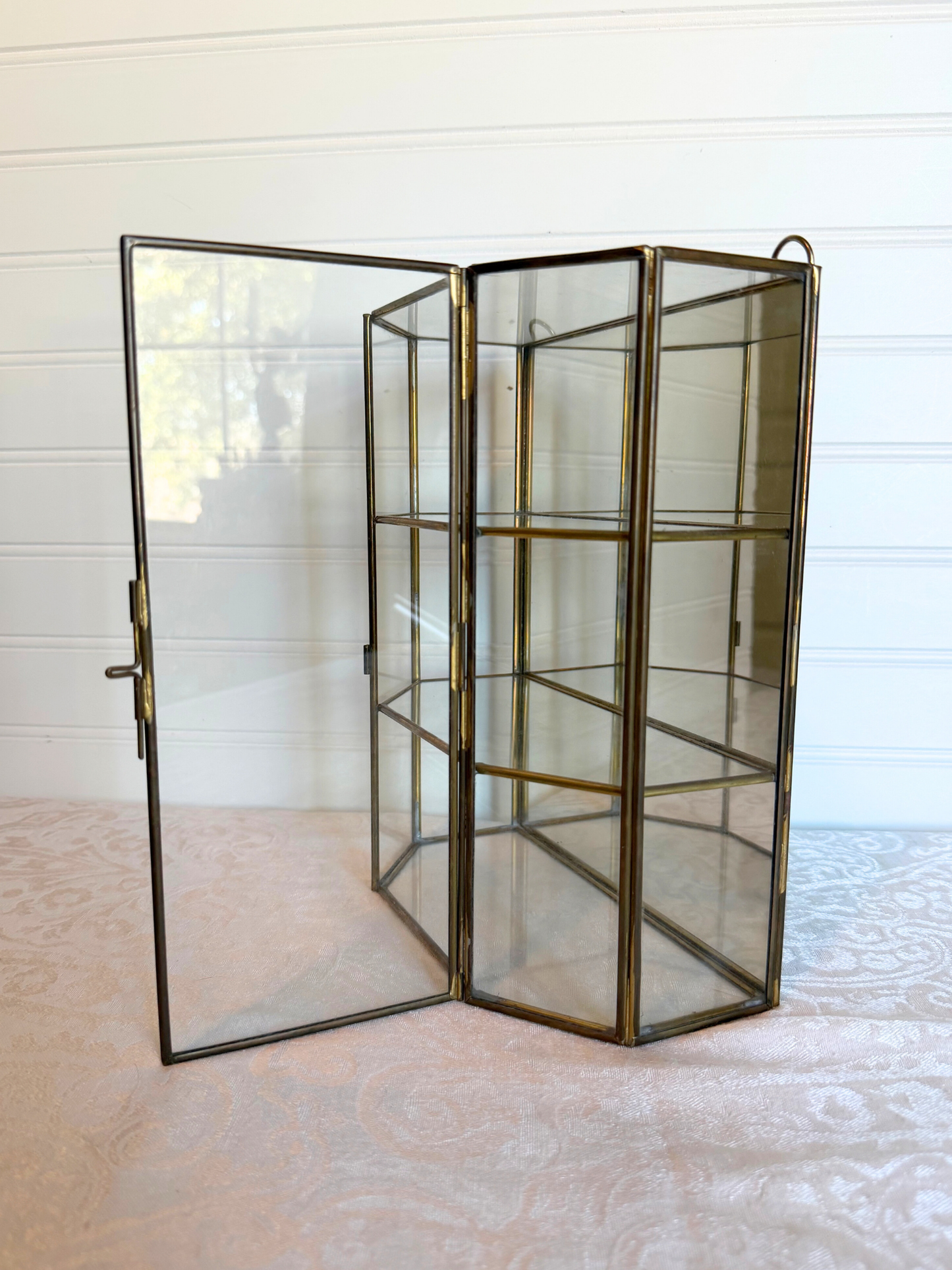 Brass & Glass Curio Display Cabinet