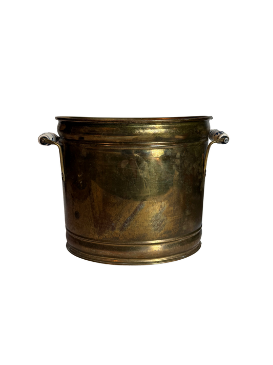 Brass Planter with Porcelain Handles