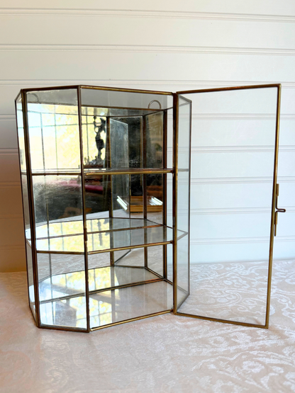 Brass & Glass Curio Display Cabinet
