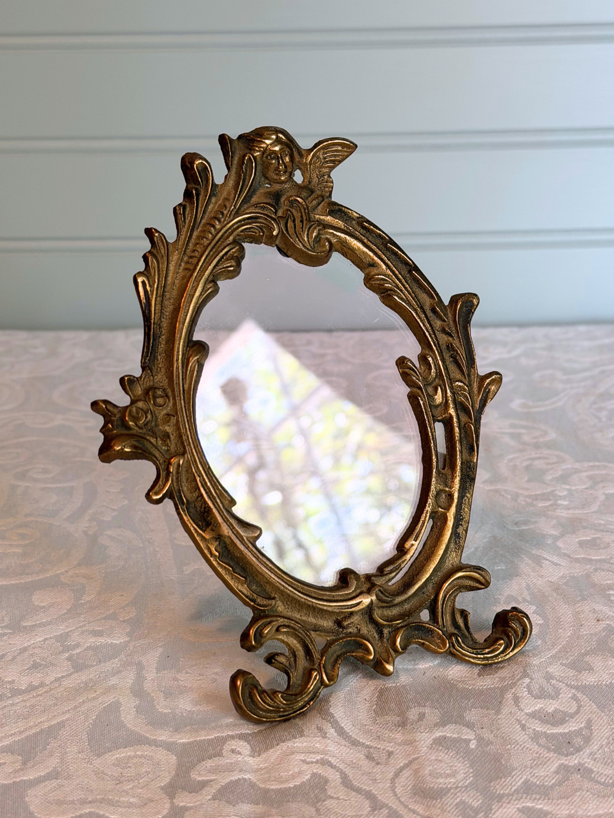 Brass Tabletop Frame with Cherub