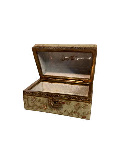 Floral Porcelain & Bronze Jewelry Casket