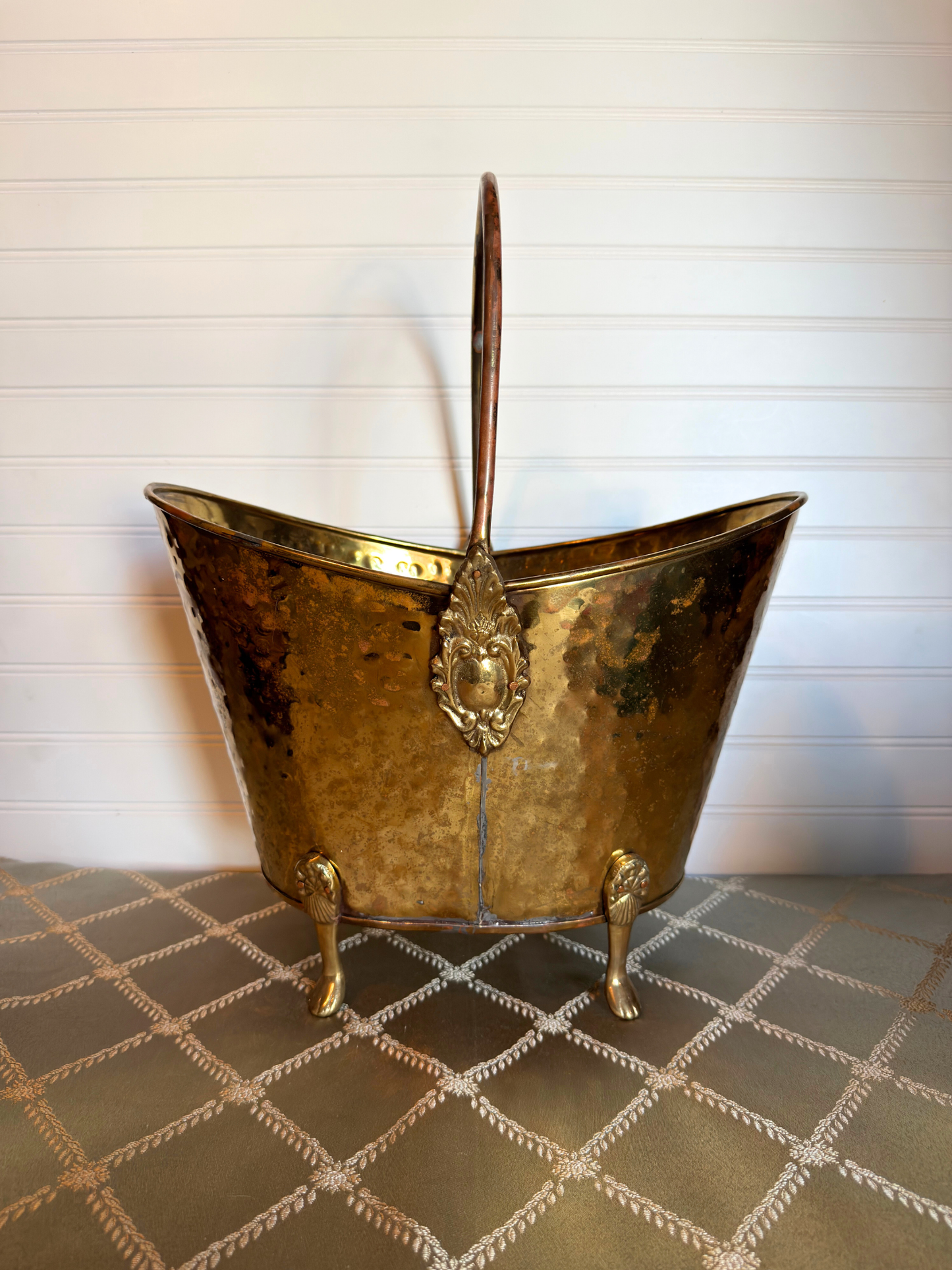 Hammered Brass Scuttle/Ice Bucket