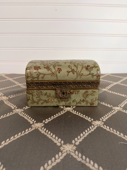 Floral Porcelain & Bronze Jewelry Casket