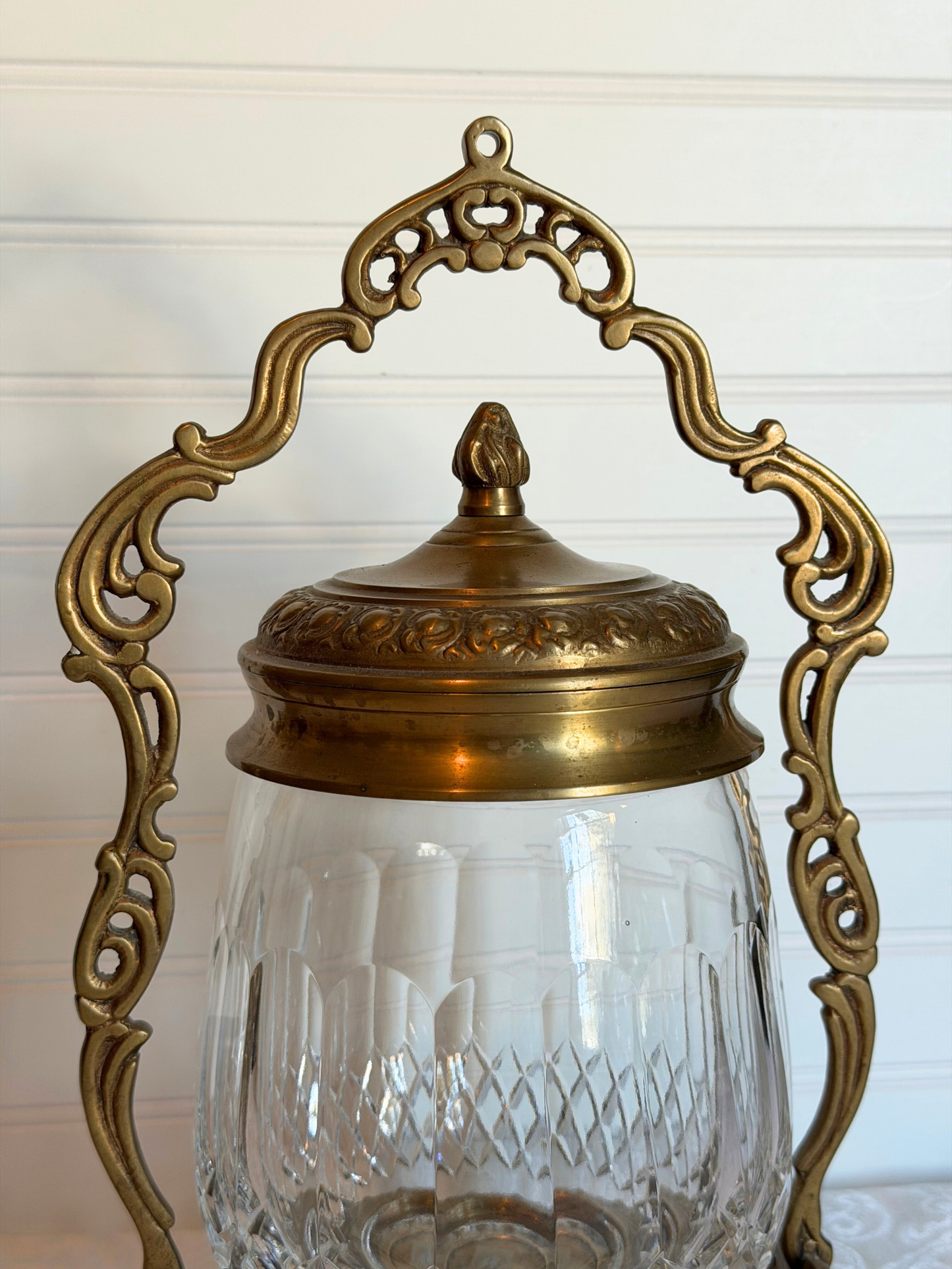 Castilian Cut Crystal & Brass Dish With Stand