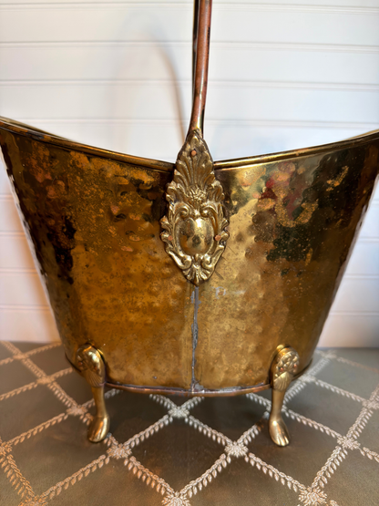 Hammered Brass Scuttle/Ice Bucket