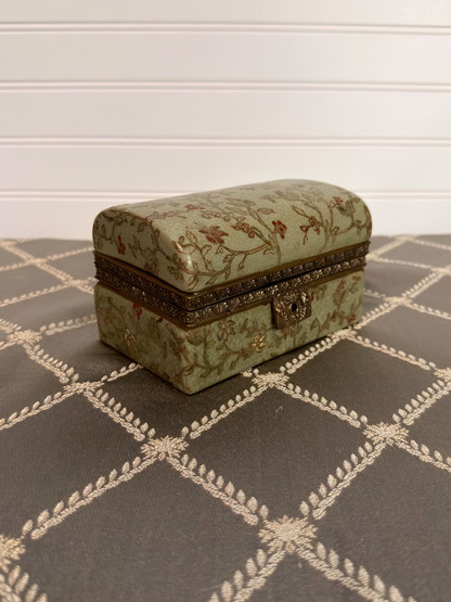 Floral Porcelain & Bronze Jewelry Casket