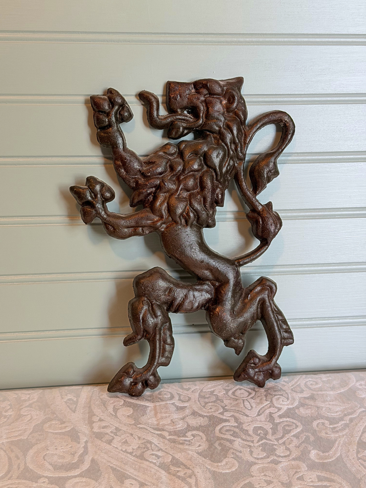 Cast Iron Rampant Lion Wall Plaque