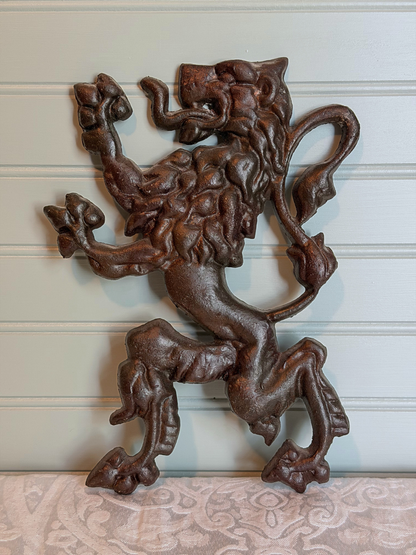 Cast Iron Rampant Lion Wall Plaque