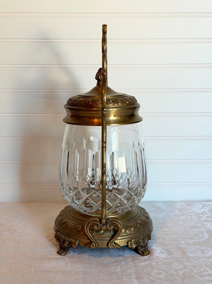 Castilian Cut Crystal & Brass Dish With Stand