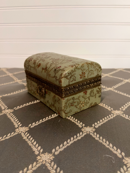 Floral Porcelain & Bronze Jewelry Casket