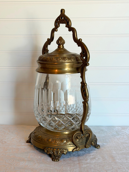 Castilian Cut Crystal & Brass Dish With Stand
