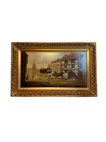 Horse Carriage Landscape Oil Painting