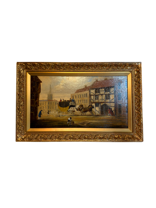 Horse Carriage Landscape Oil Painting