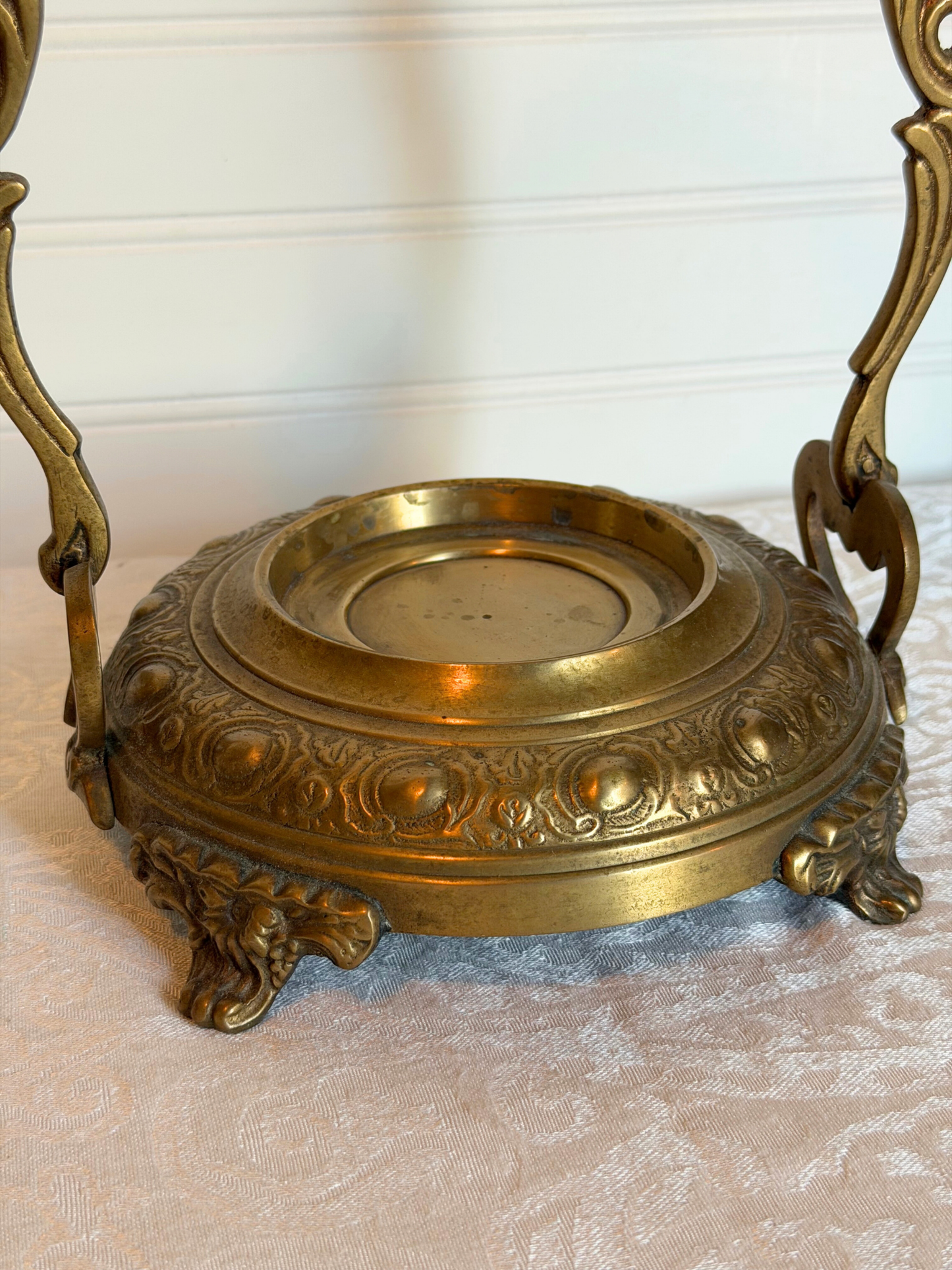 Castilian Cut Crystal & Brass Dish With Stand