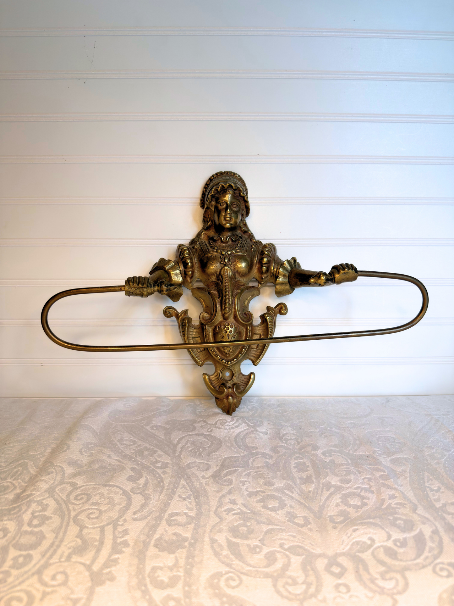 Victorian Brass Figural Towel Holder