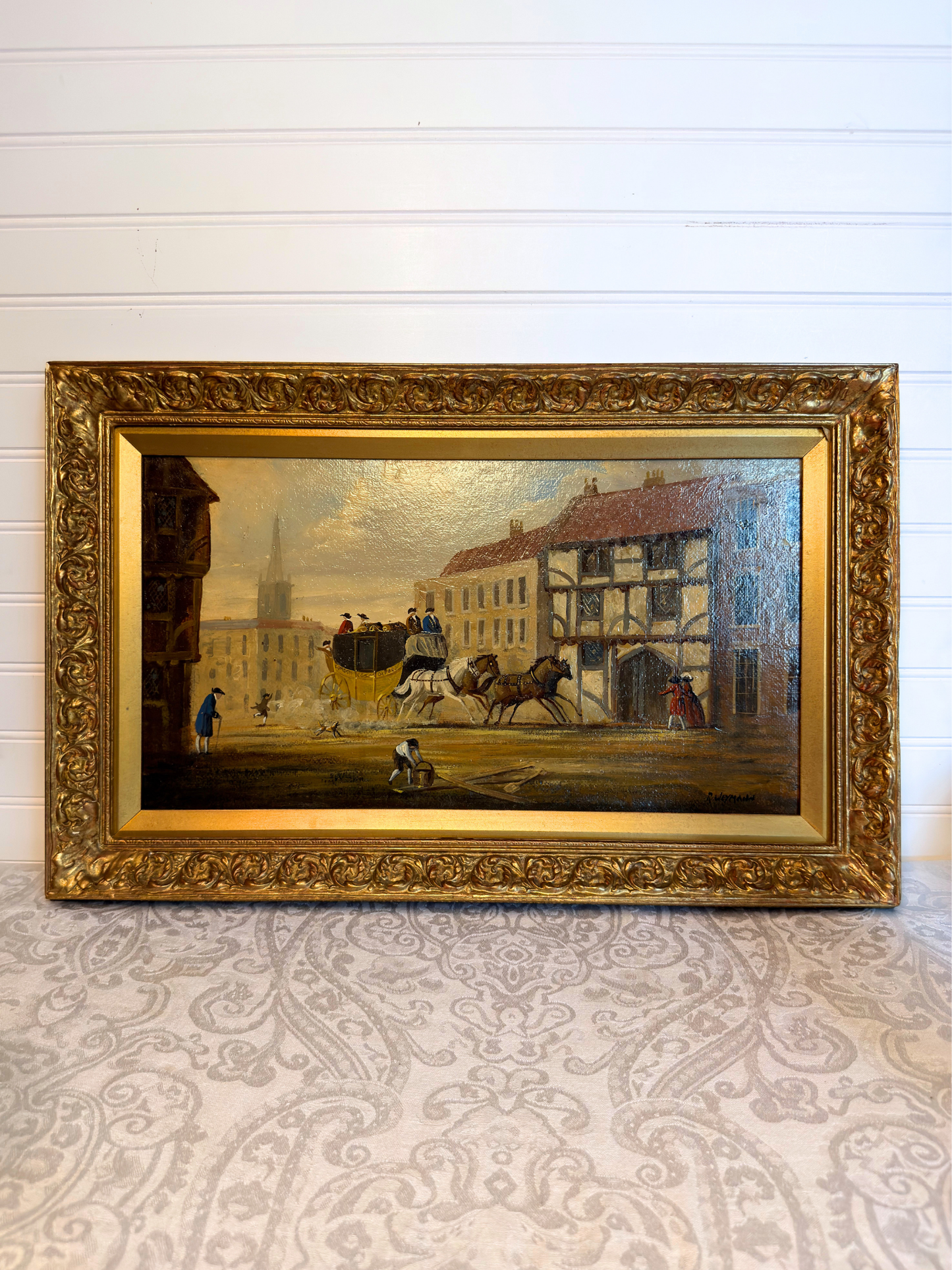 Horse Carriage Landscape Oil Painting