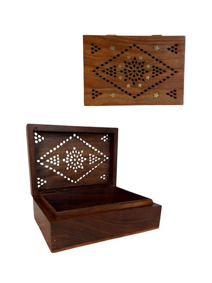 Wood Box with Brass Stars
