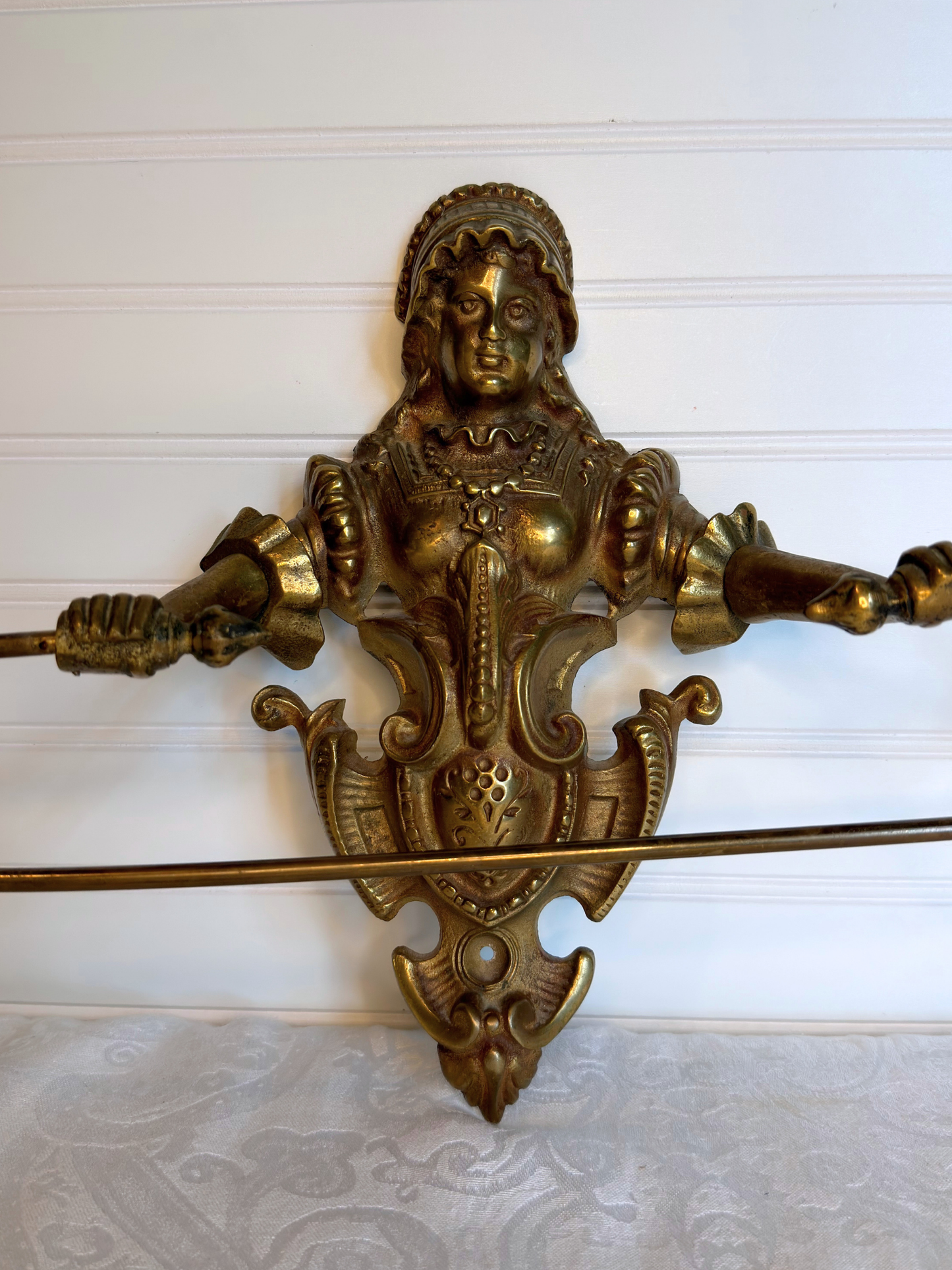 Victorian Brass Figural Towel Holder