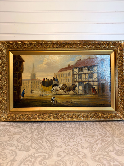 Horse Carriage Landscape Oil Painting