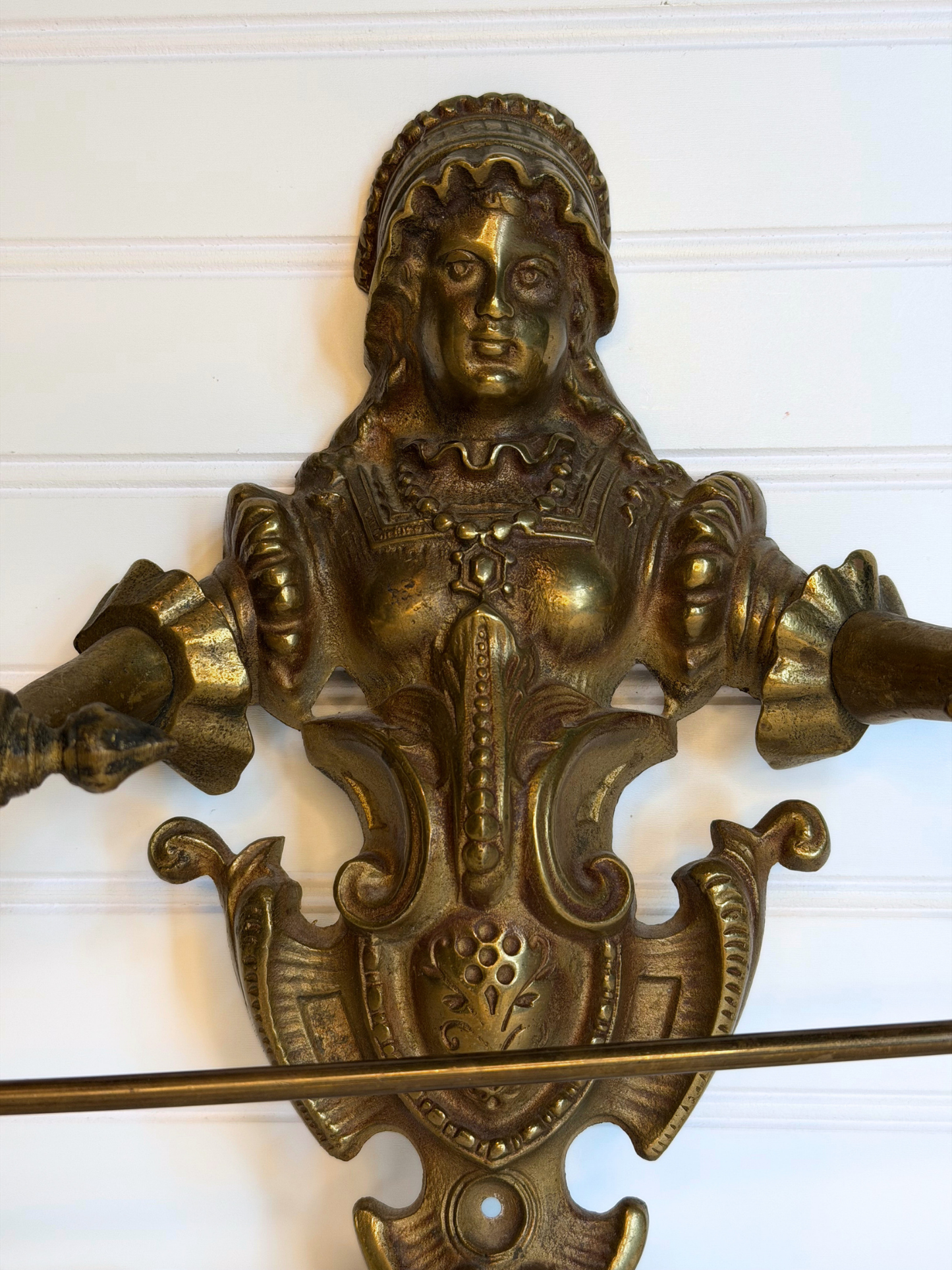Victorian Brass Figural Towel Holder