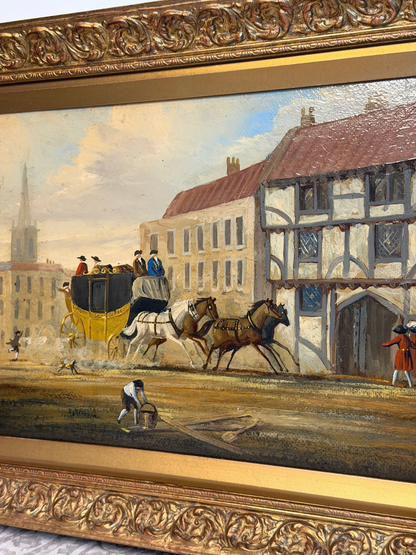 Horse Carriage Landscape Oil Painting