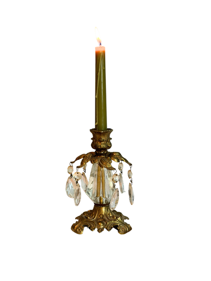 Gold Metal Candle Holder with Crystals