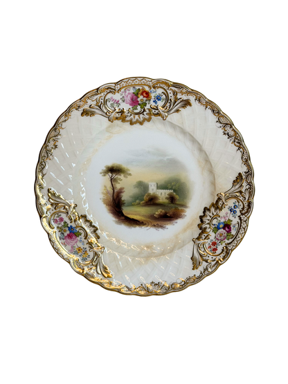 Hand-Painted Floral & Castle Plate