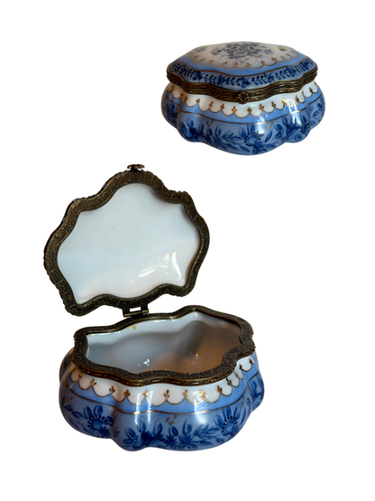 Blue & White Floral Porcelain Jewelry Box