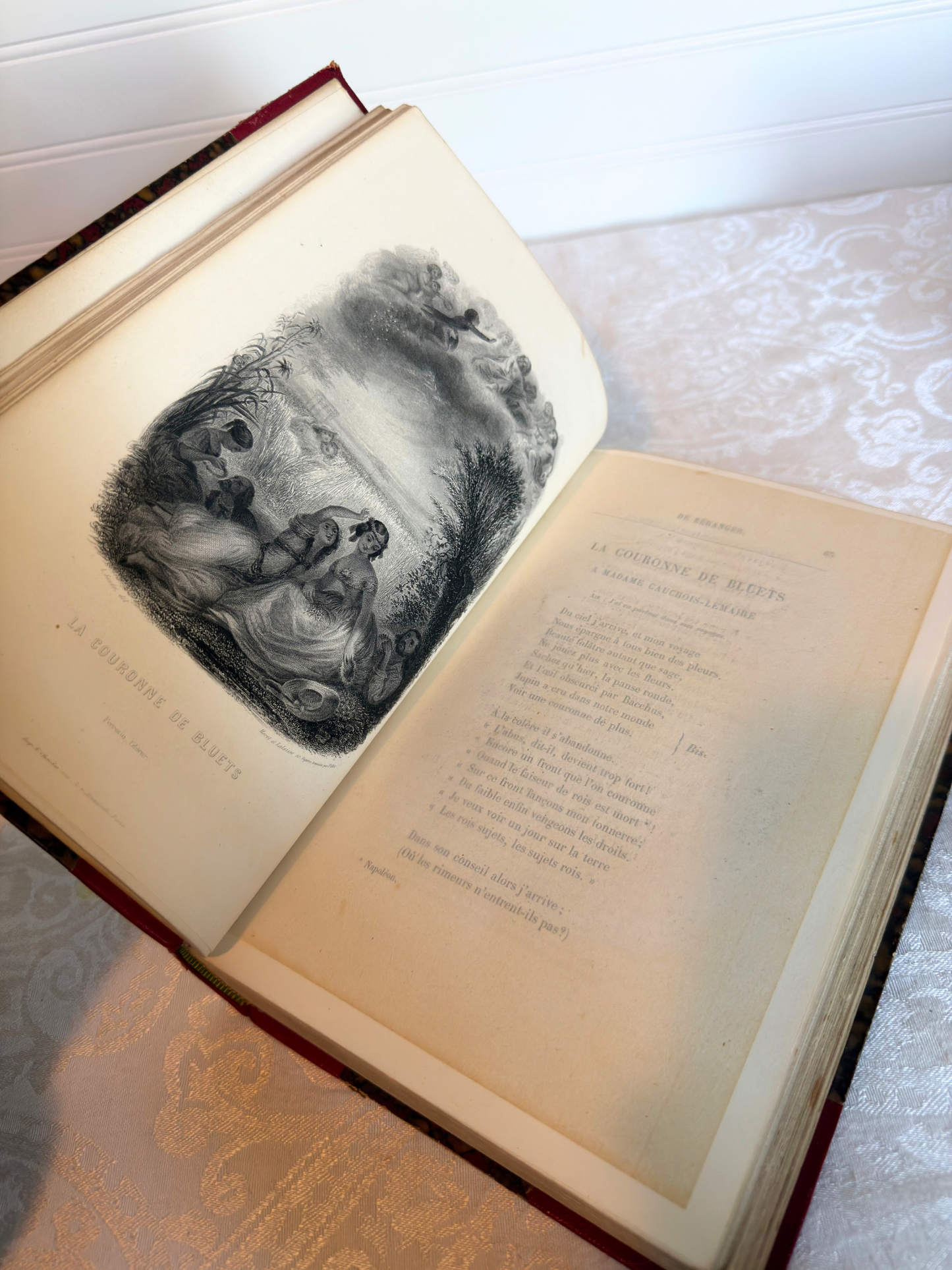 French Poet Béranger Leather Book Set