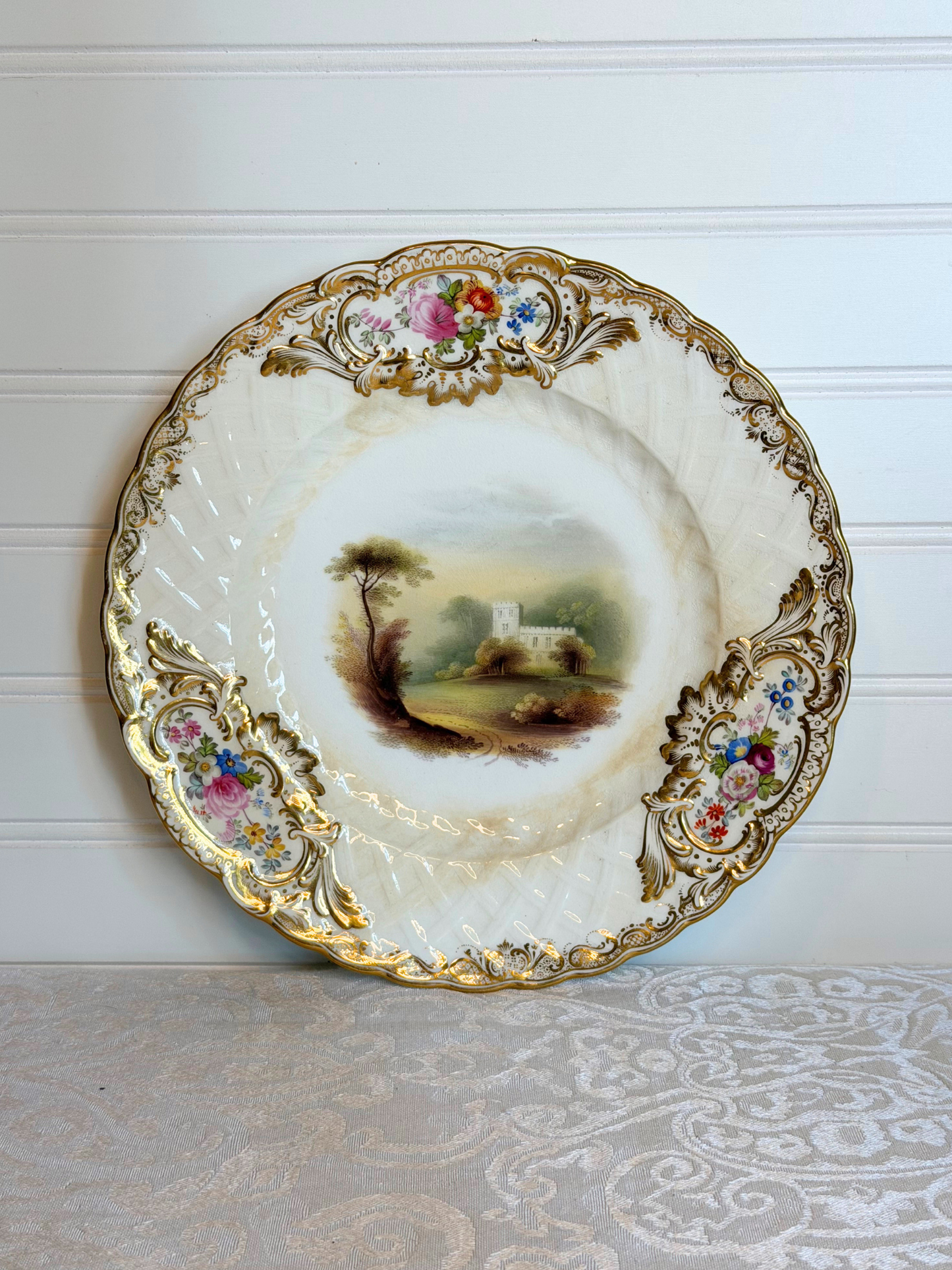 Hand-Painted Floral & Castle Plate