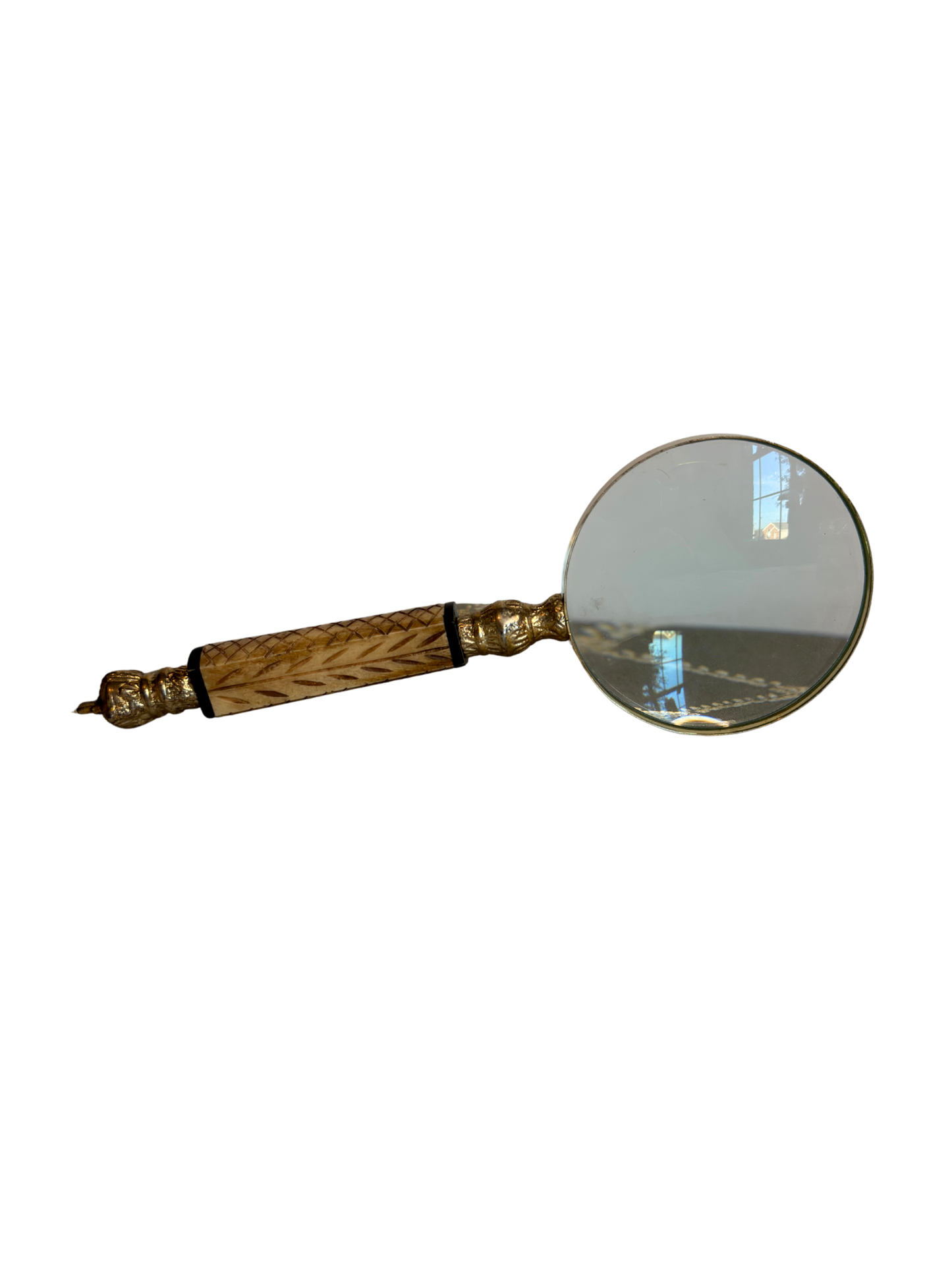 Carved Bone & Crown Magnifying Glass