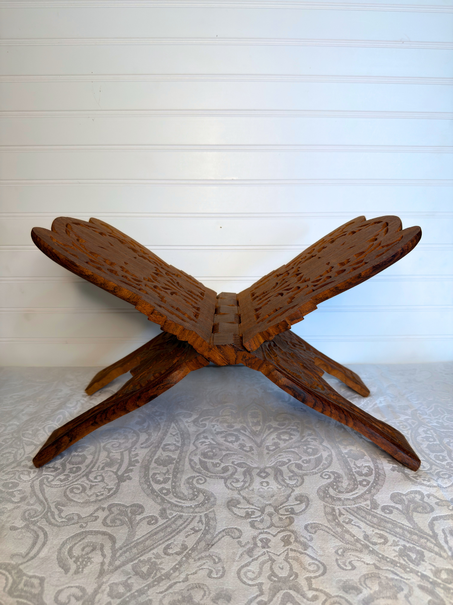 Carved Wood Folding Book Stand