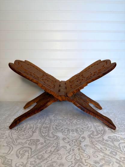 Carved Wood Folding Book Stand