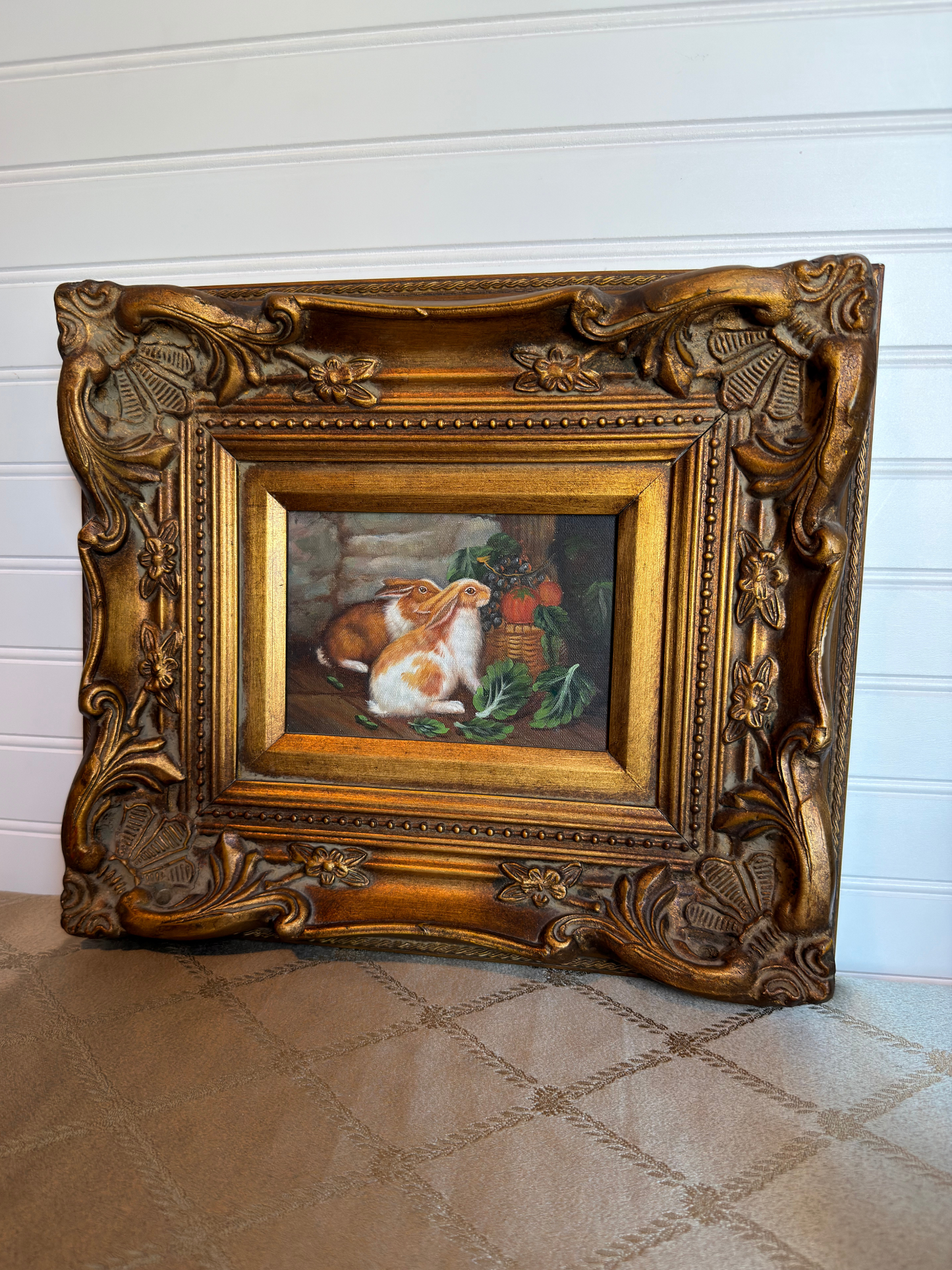 Bunnies & Fruit Still Life Painting