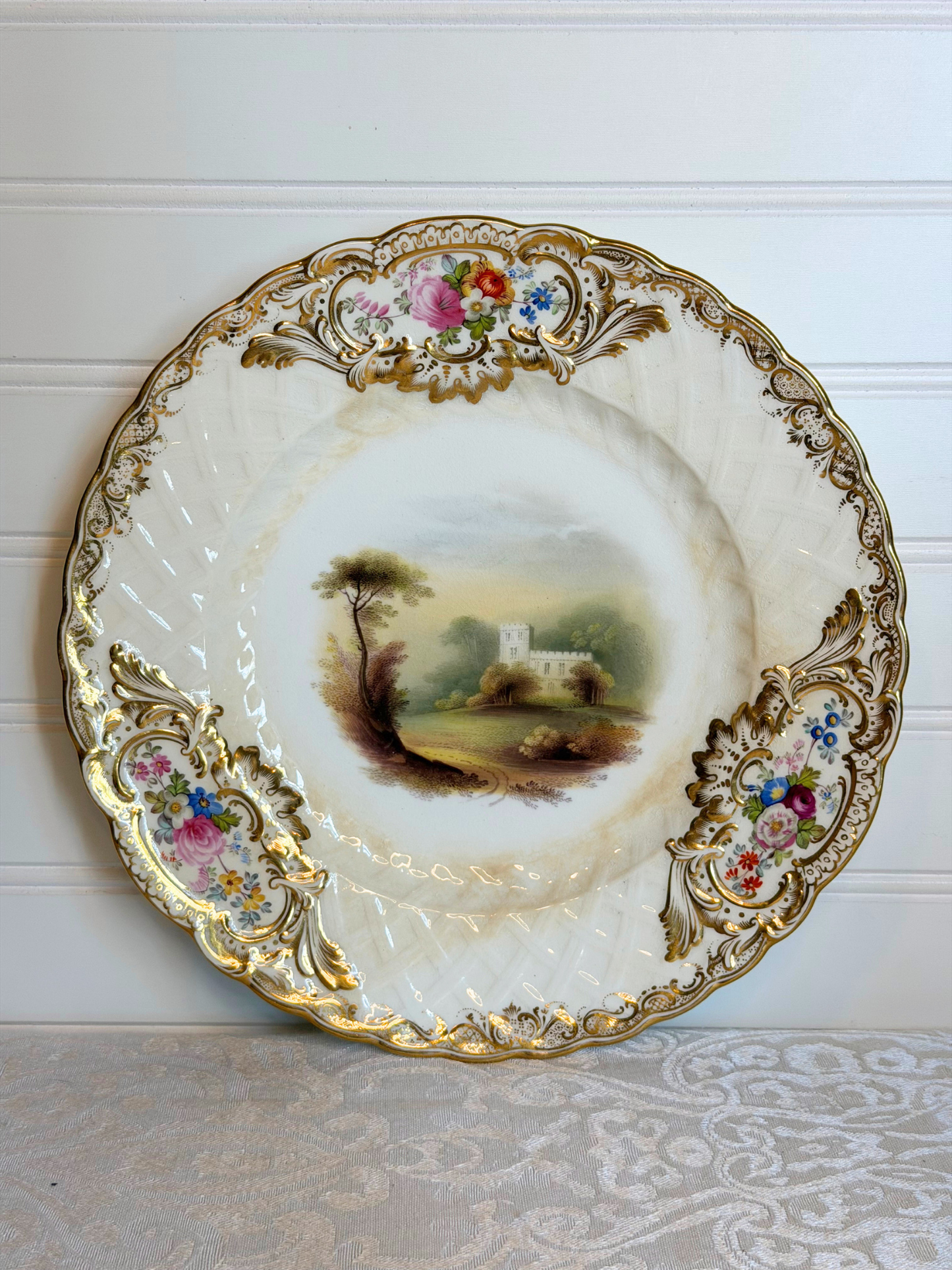 Hand-Painted Floral & Castle Plate