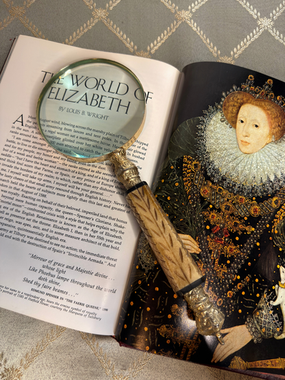 Carved Bone & Crown Magnifying Glass