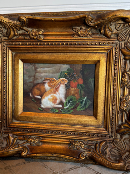 Bunnies & Fruit Still Life Painting