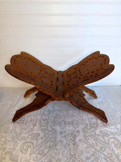 Carved Wood Folding Book Stand