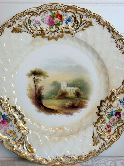 Hand-Painted Floral & Castle Plate