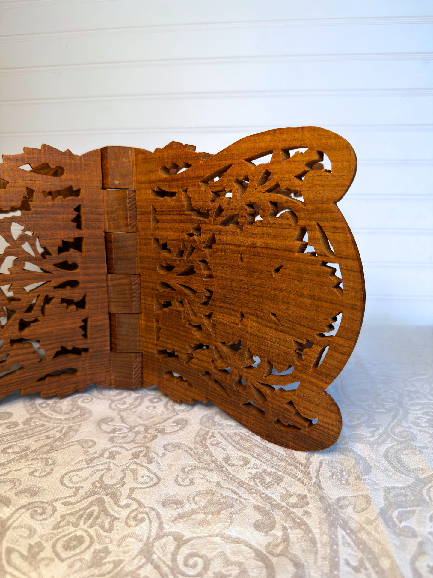 Carved Wood Folding Book Stand