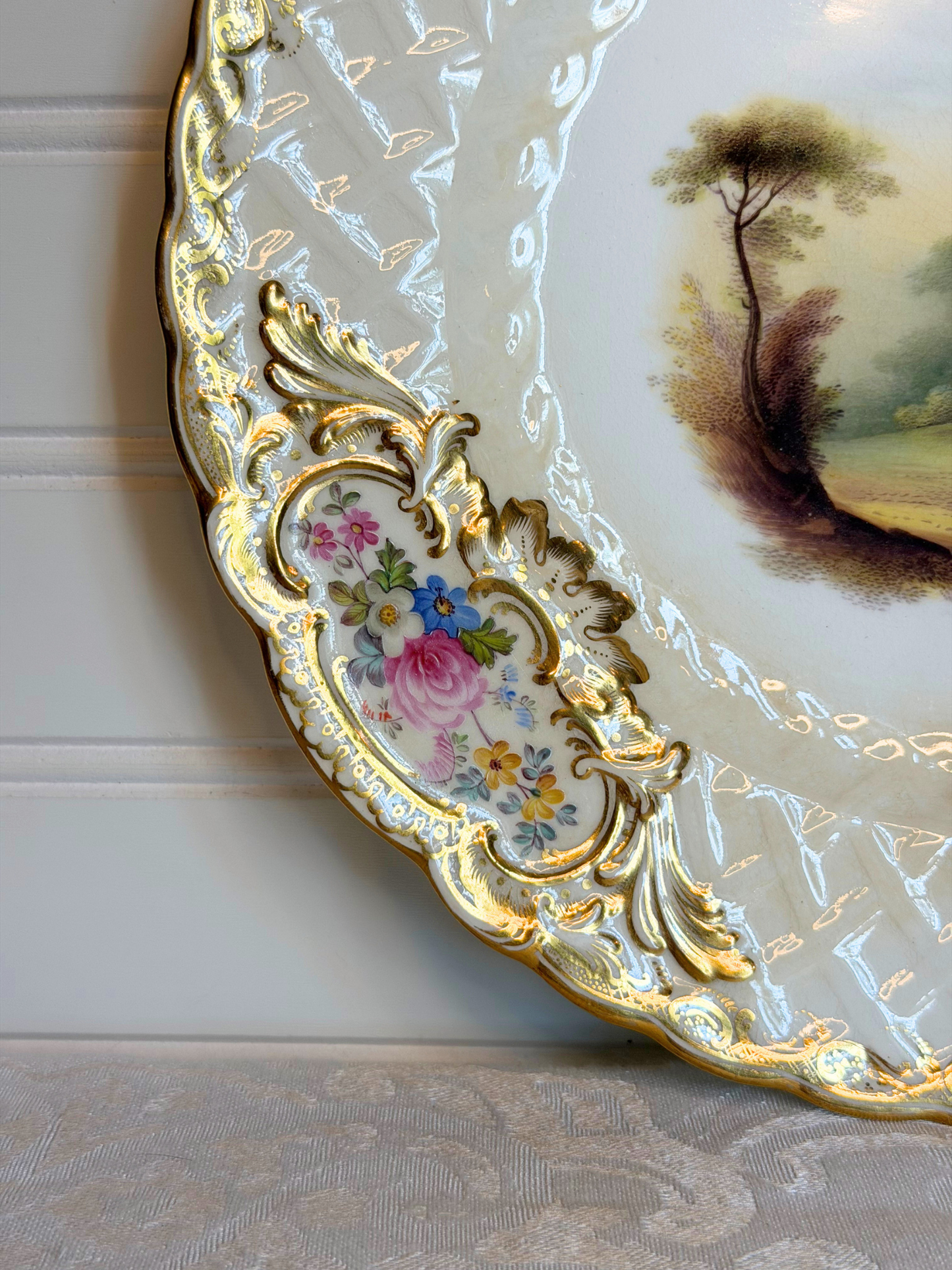 Hand-Painted Floral & Castle Plate