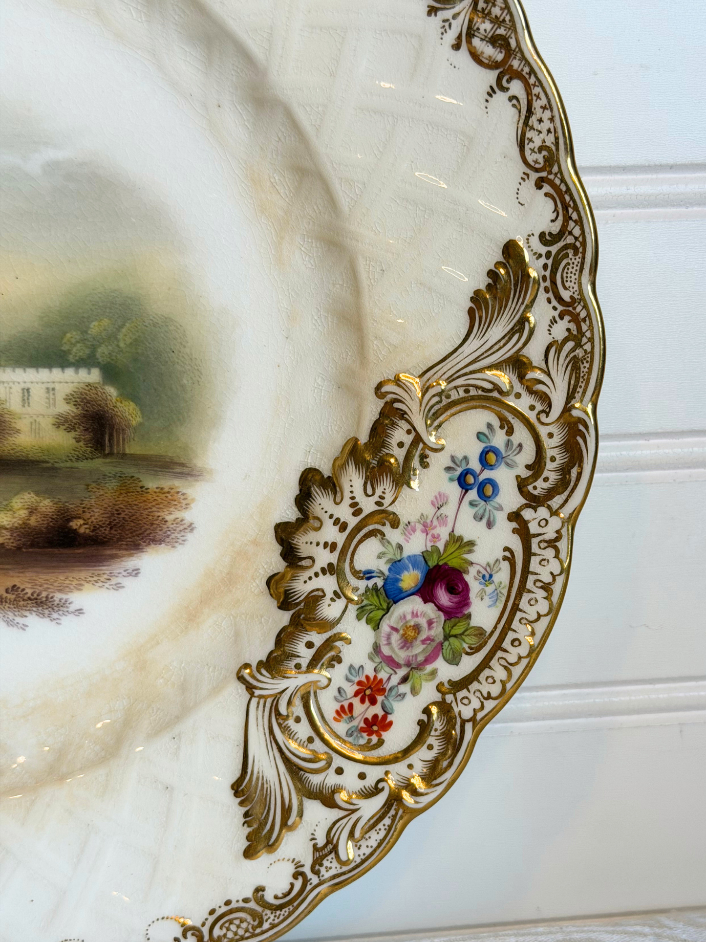 Hand-Painted Floral & Castle Plate