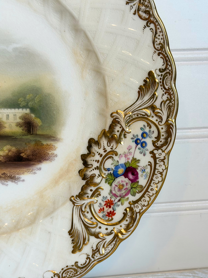 Hand-Painted Floral & Castle Plate
