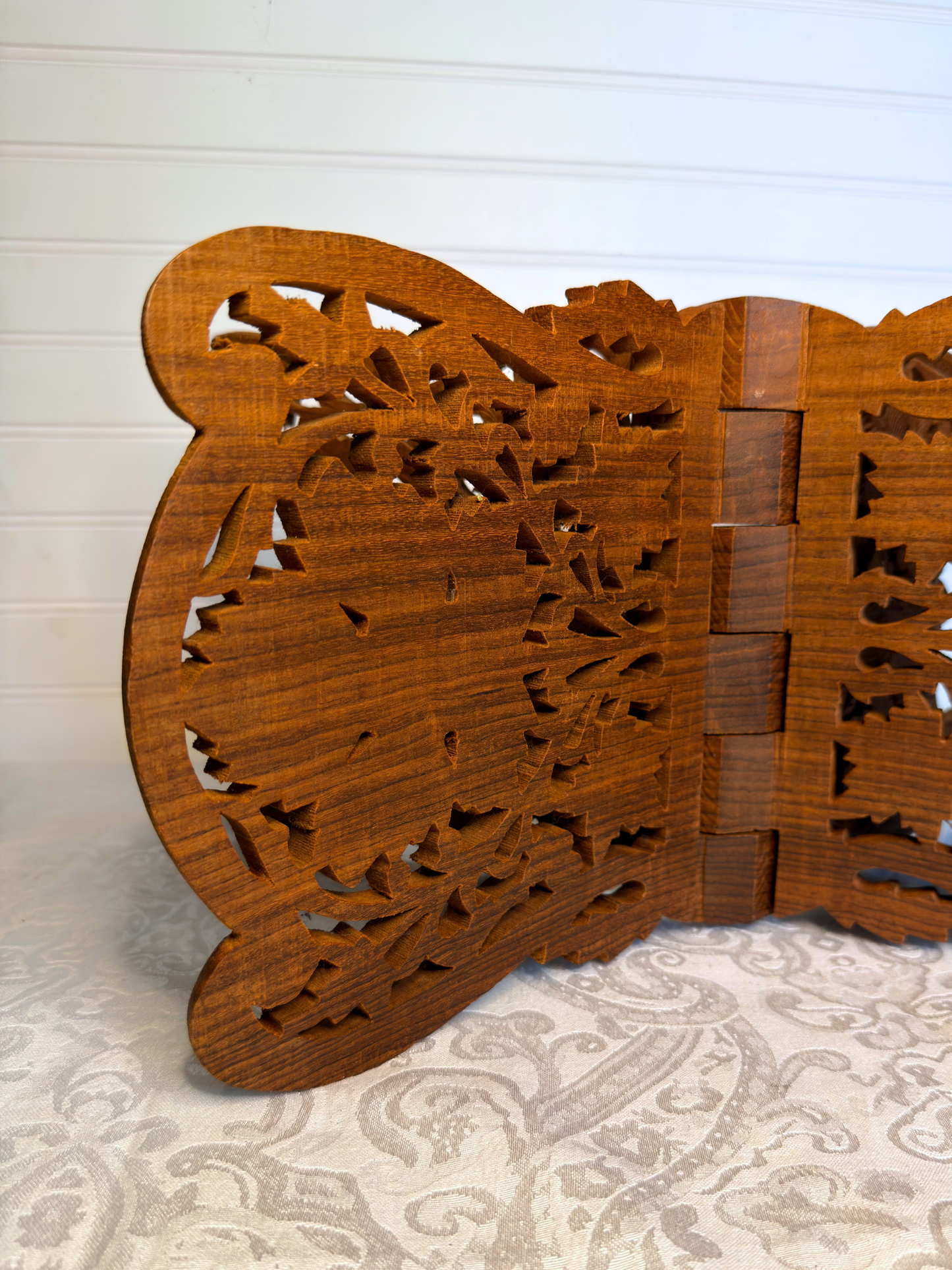 Carved Wood Folding Book Stand