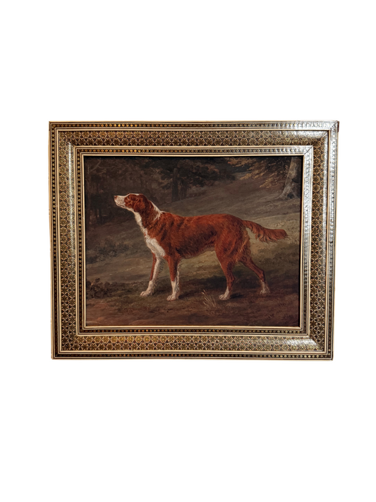 Persian Camel Bone frame with Hunting Dog Giclee Print