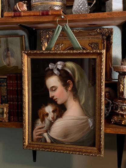 Framed Woman with a King Charles Spaniel Giclee Print