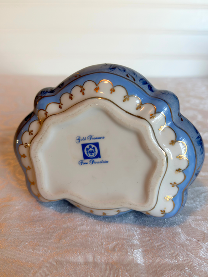 Blue & White Floral Porcelain Jewelry Box
